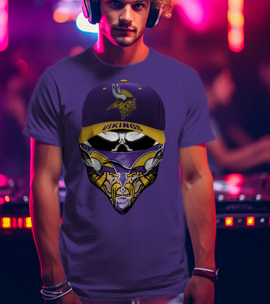 Minnesota Vikings Vikings Logo Hat And Mask Combo T-Shirt