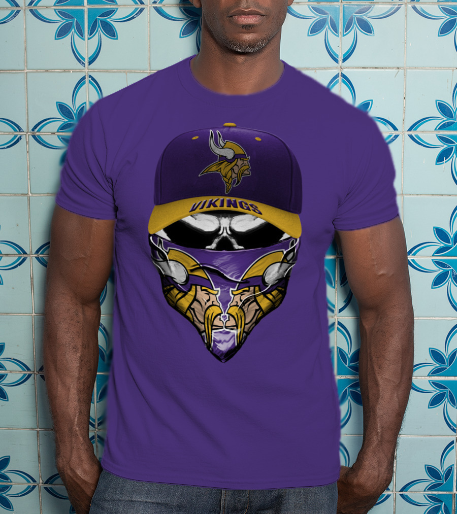 Minnesota Vikings Vikings Logo Hat And Mask Combo T-Shirt
