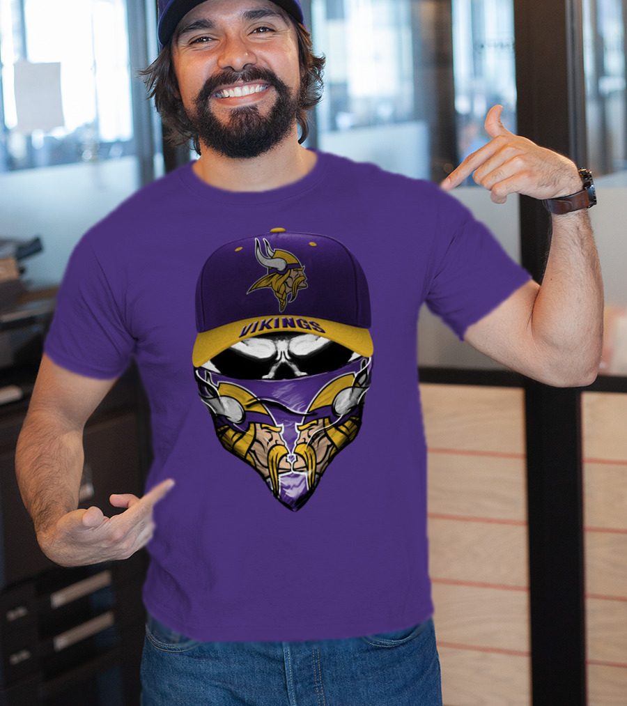 Minnesota Vikings Vikings Logo Hat And Mask Combo T-Shirt