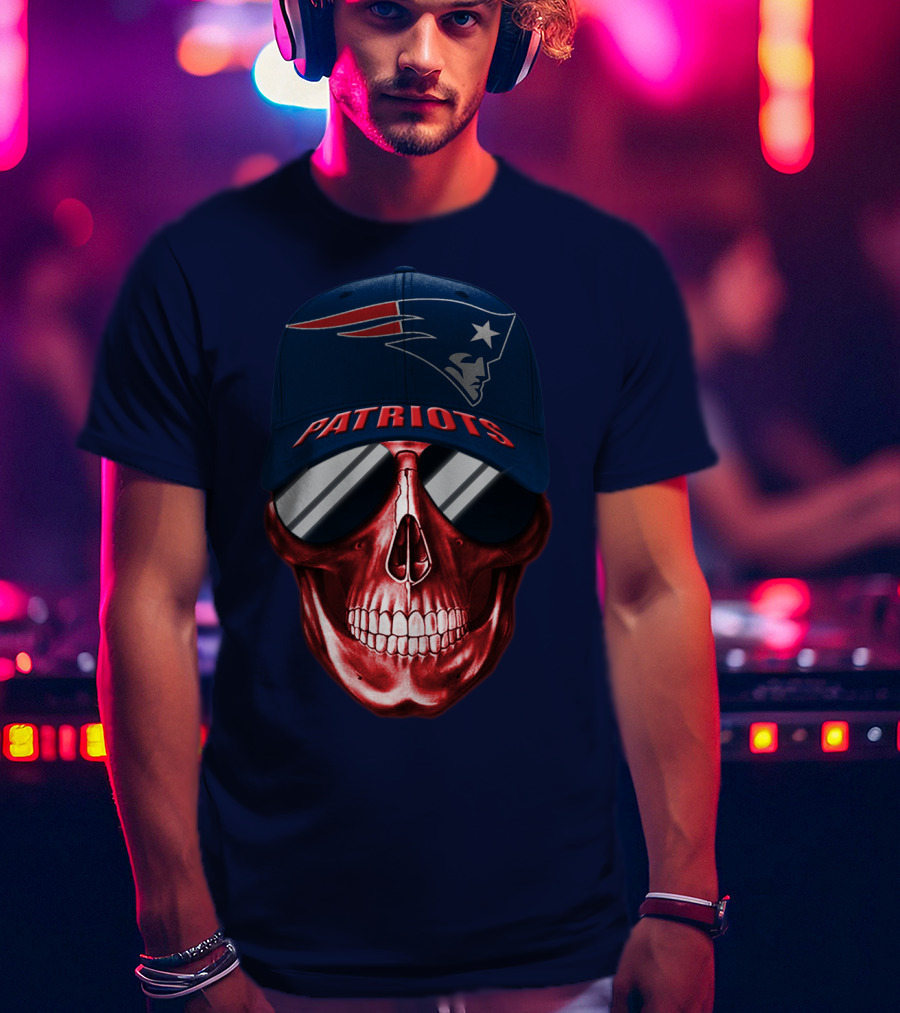 Patriots Skull With Nfl Logo Hat T-Shirt