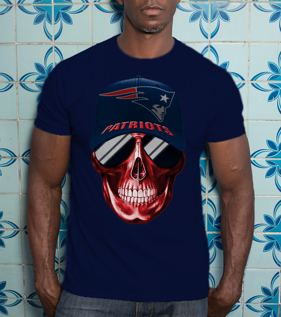 Patriots Skull With Nfl Logo Hat T-Shirt
