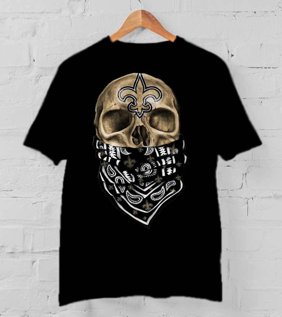 New Orleans Saints Skull Bandana Fleur-De-Lis T-Shirt