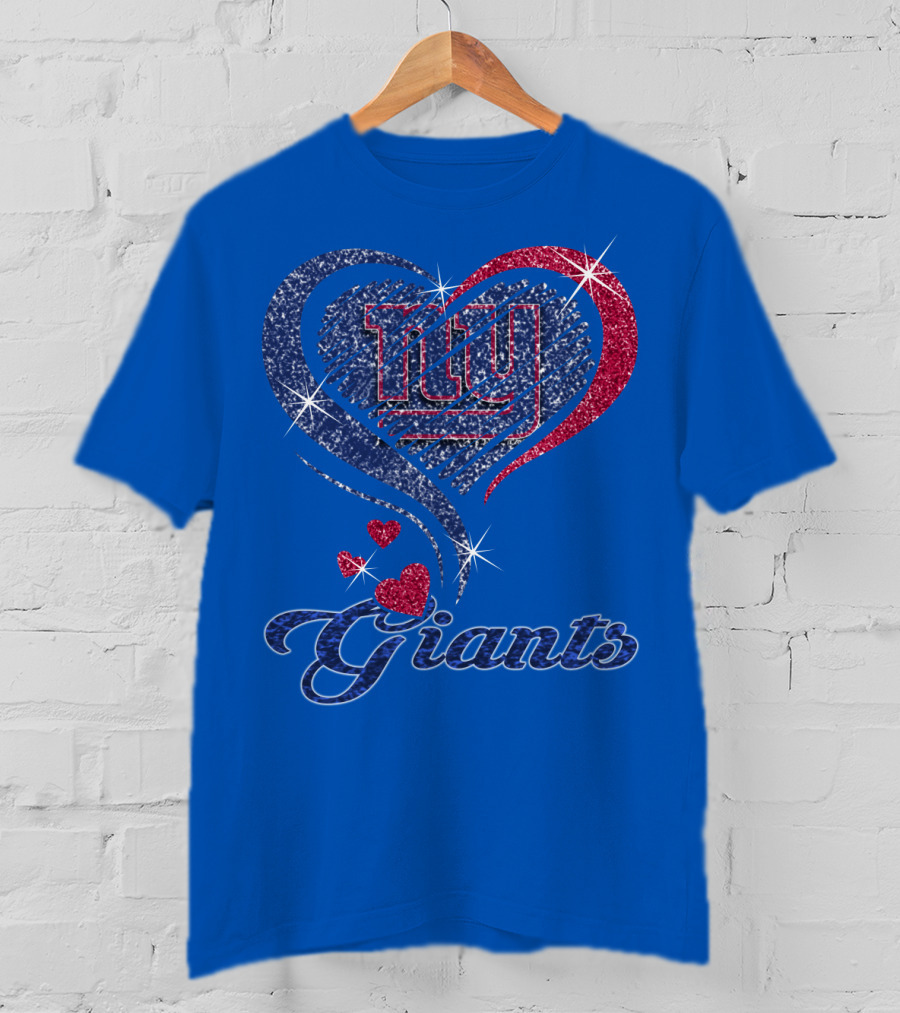 Giants New York Heart Logo Sparkle T-Shirt
