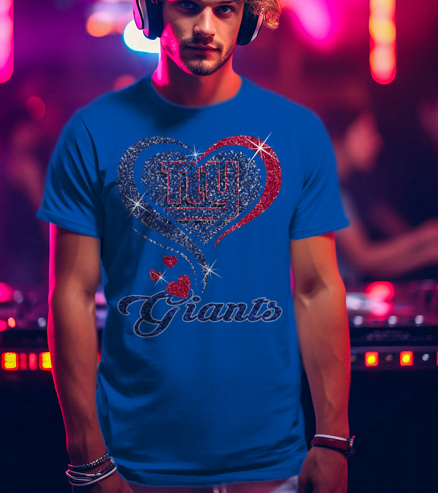 Giants New York Heart Logo Sparkle T-Shirt