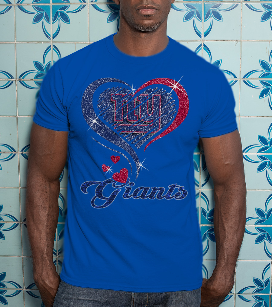 Giants New York Heart Logo Sparkle T-Shirt