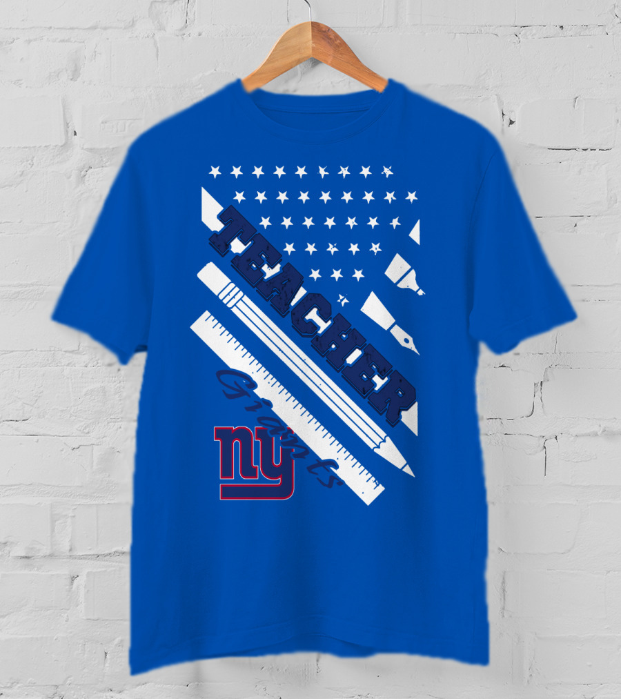 New York Giants Teacher Stars And Stripes Ruler Pen T-Shirt