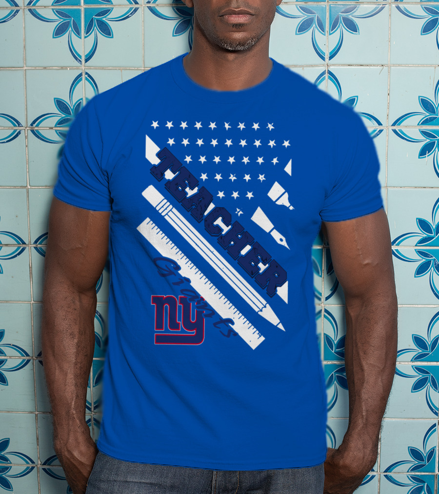 New York Giants Teacher Stars And Stripes Ruler Pen T-Shirt