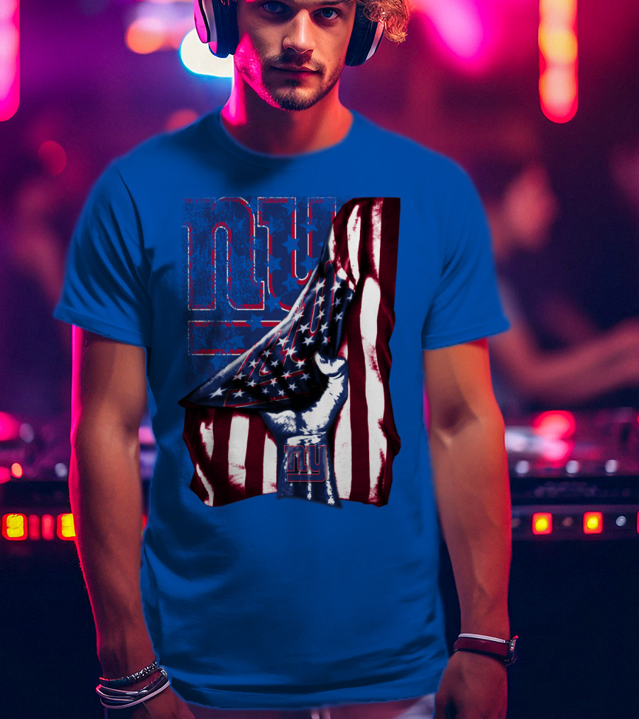 New York Giants American Flag Fist T-Shirt