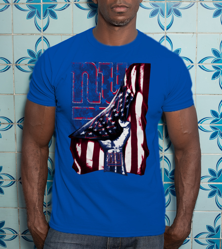 New York Giants American Flag Fist T-Shirt