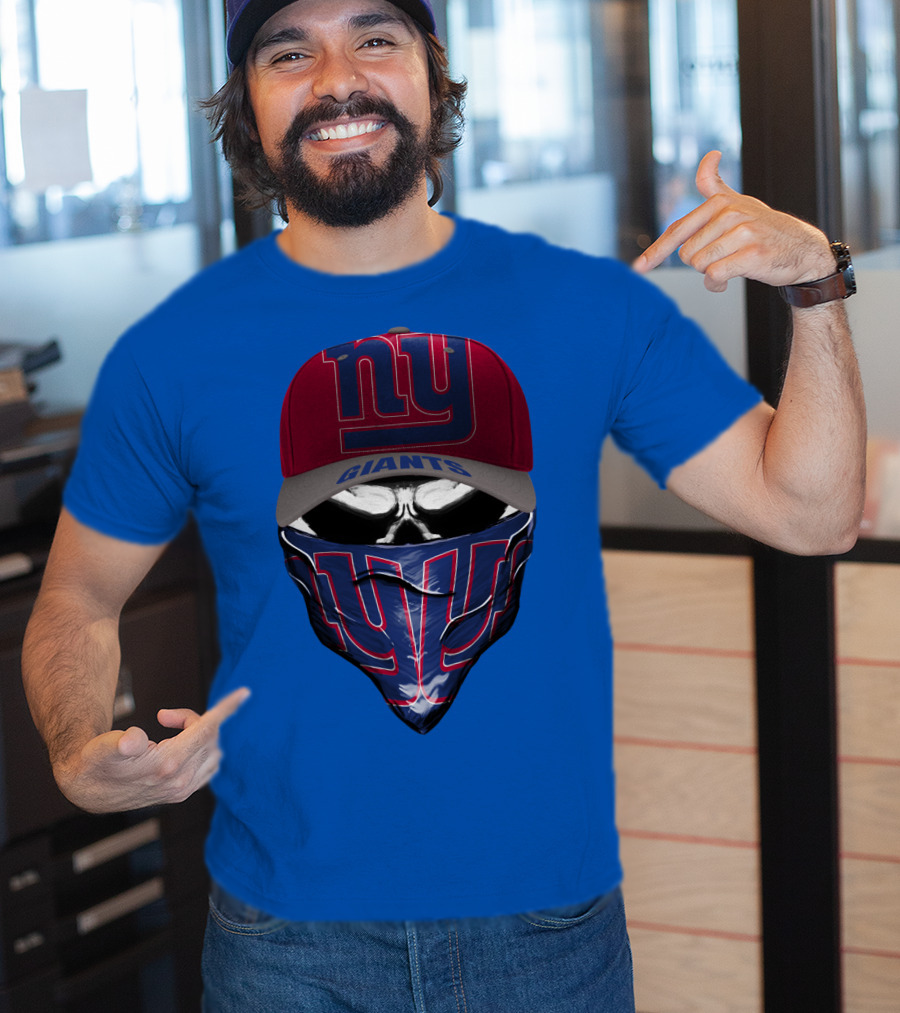 Ny Giants Cap And Bandana Design With Team T-Shirt