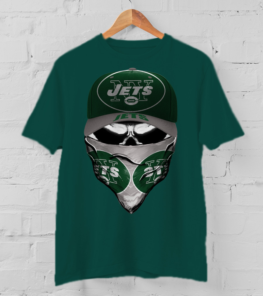 New York Jets Football Fan Mask And Cap Set T-Shirt