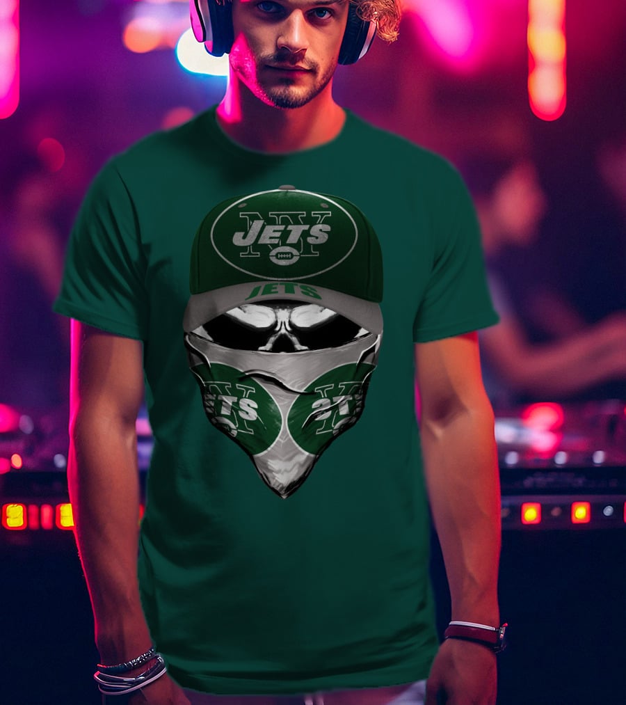 New York Jets Football Fan Mask And Cap Set T-Shirt