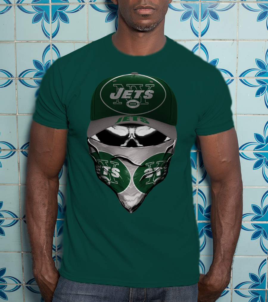 New York Jets Football Fan Mask And Cap Set T-Shirt