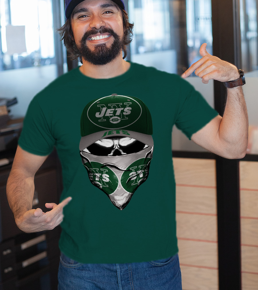 New York Jets Football Fan Mask And Cap Set T-Shirt