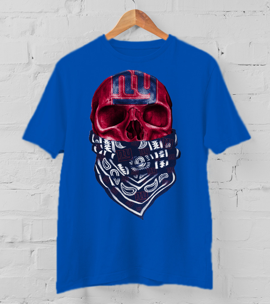 Newyork Giants Skull With Bandana And Team T-Shirt