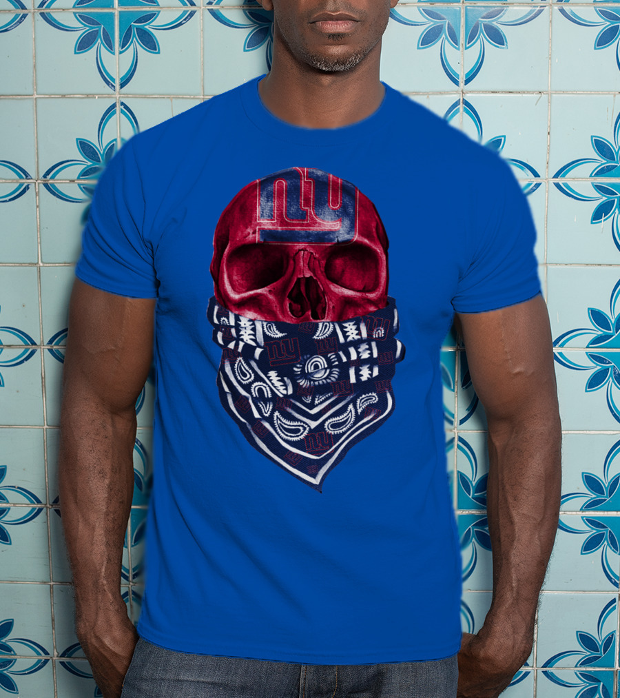 Newyork Giants Skull With Bandana And Team T-Shirt
