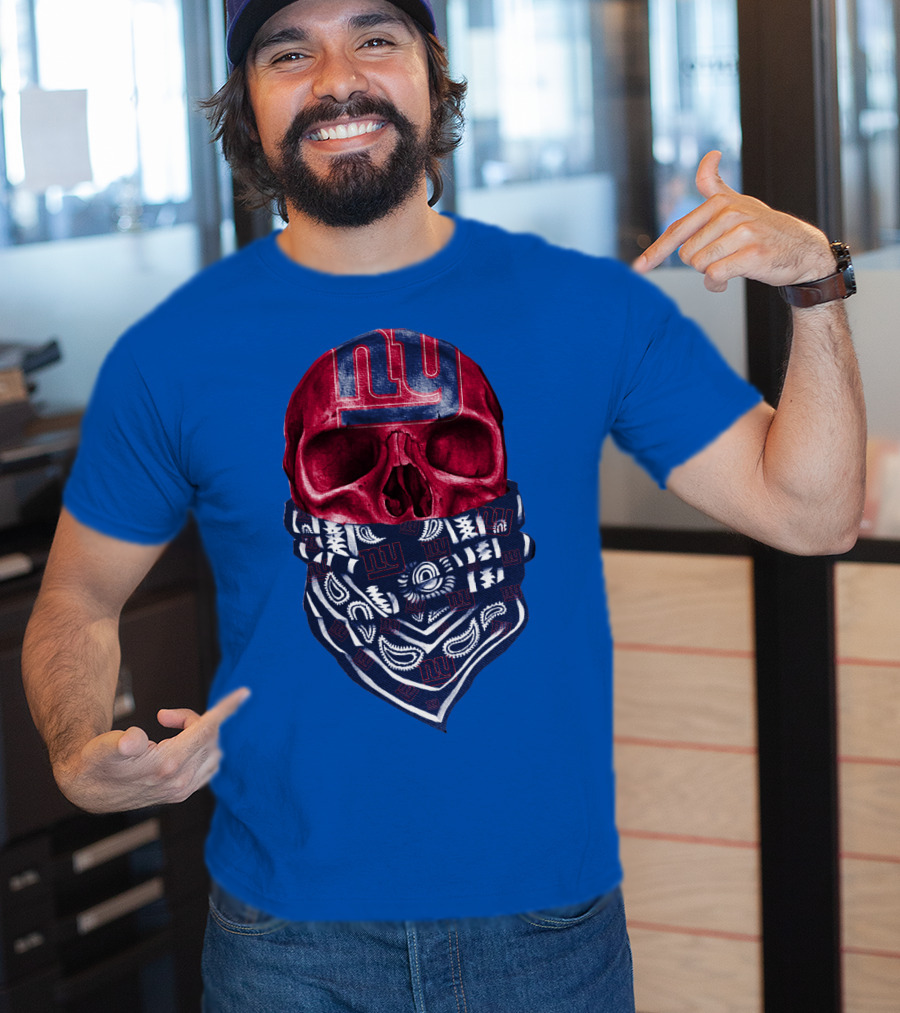 Newyork Giants Skull With Bandana And Team T-Shirt