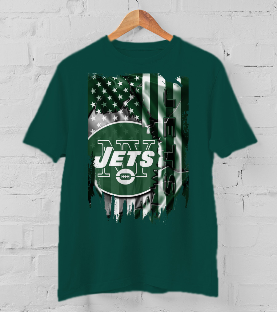 New York Jets American Flag Football T-Shirt