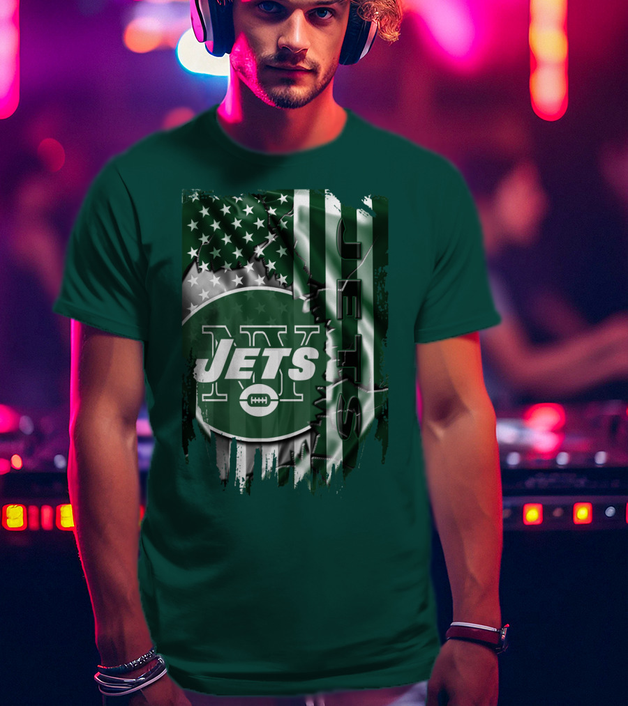 New York Jets American Flag Football T-Shirt
