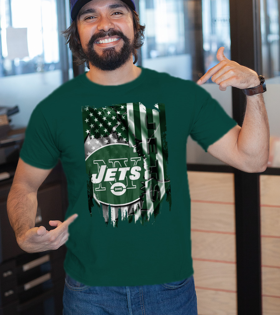 New York Jets American Flag Football T-Shirt