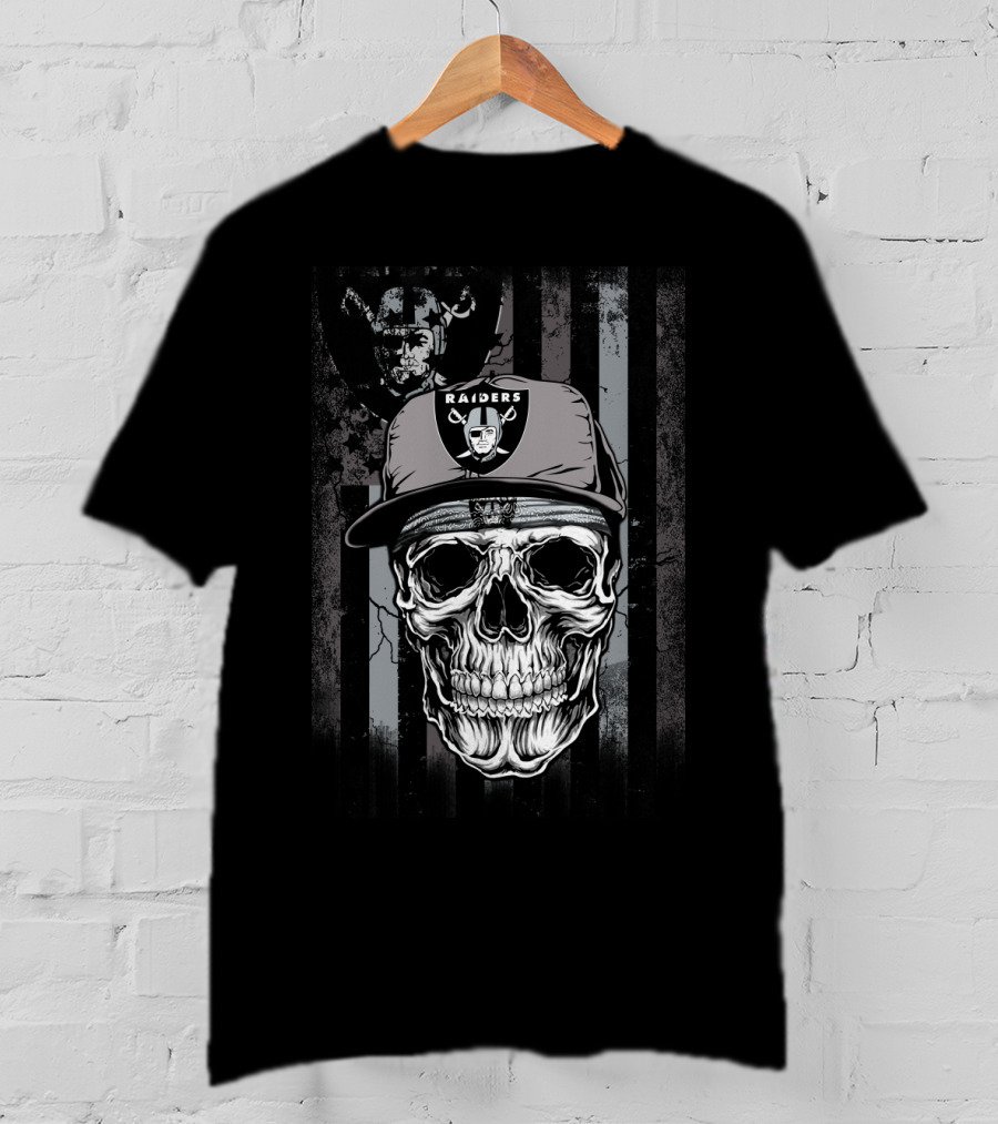 Oakland Raiders Skull With Raiders Cap And Team T-Shirt