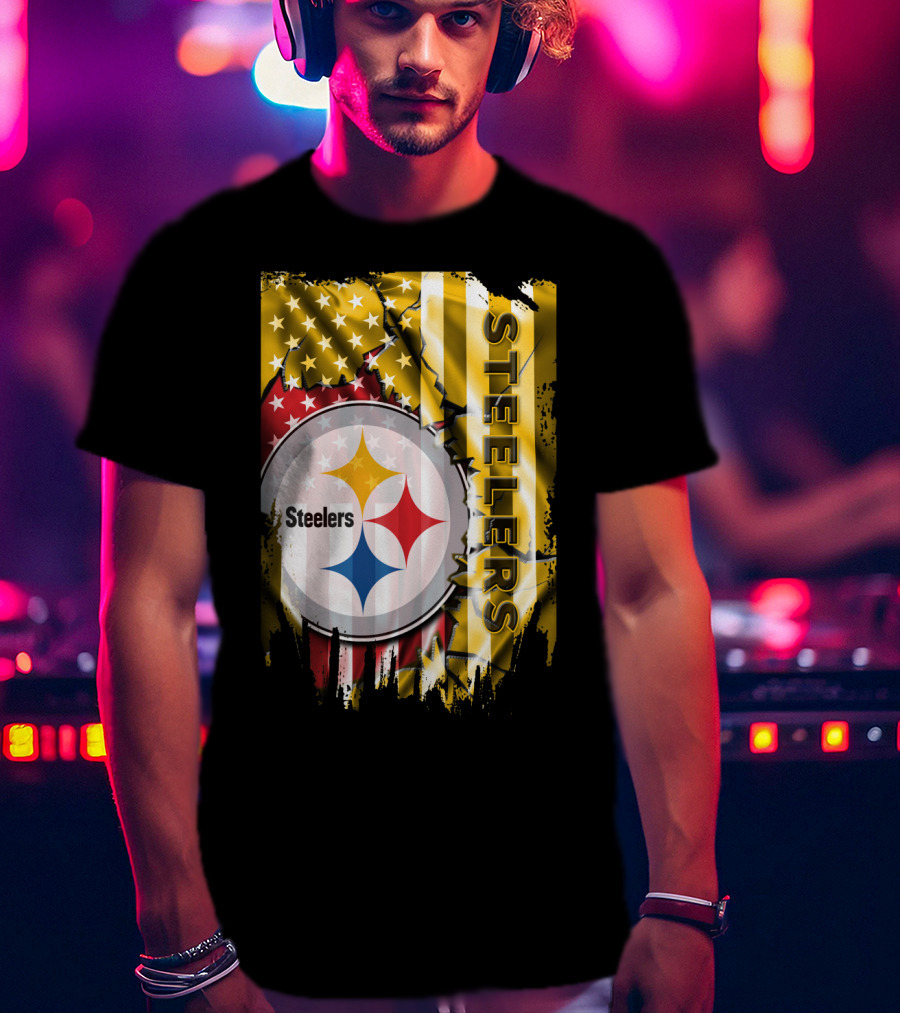 Pittsburgh Steelers Team Colors And Iconic Logomania T-Shirt