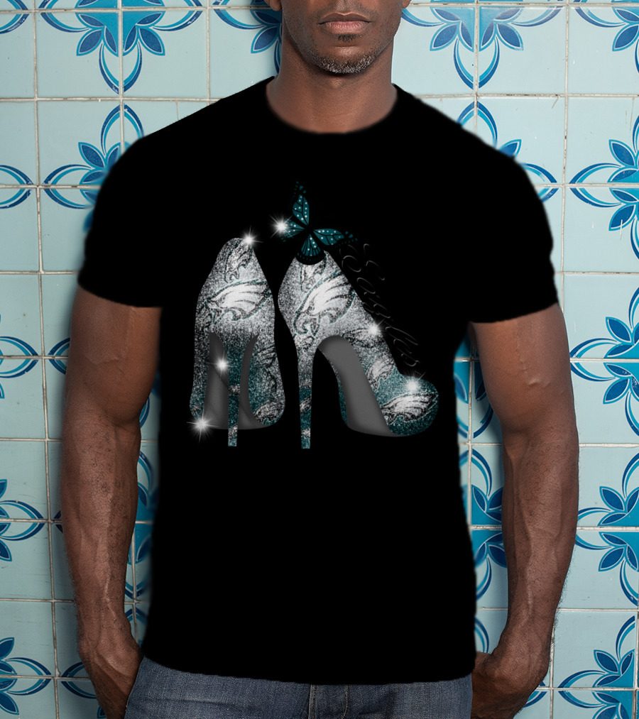 Philadelphia Eagles Heels With Butterfly T-Shirt