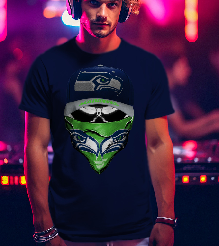 Seattle Seahawks Logo Hat And Bandana T-Shirt