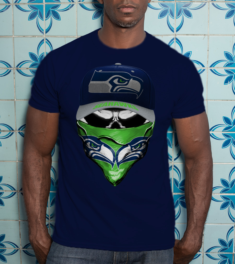 Seattle Seahawks Logo Hat And Bandana T-Shirt