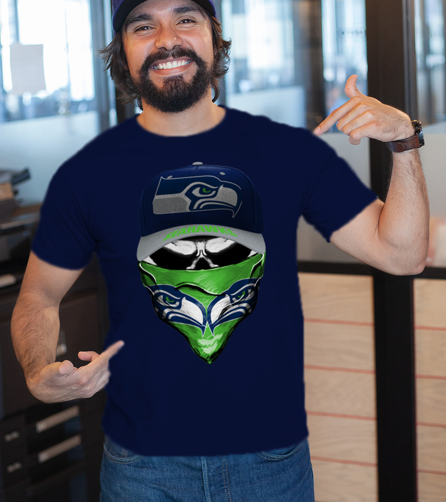 Seattle Seahawks Logo Hat And Bandana T-Shirt