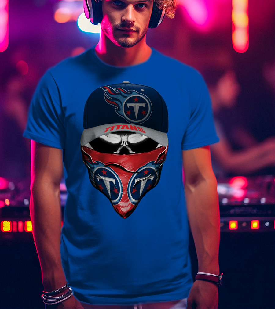 Tennessee Titans Logo Bandana And Cap Combination T-Shirt