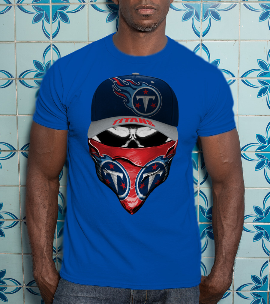 Tennessee Titans Logo Bandana And Cap Combination T-Shirt
