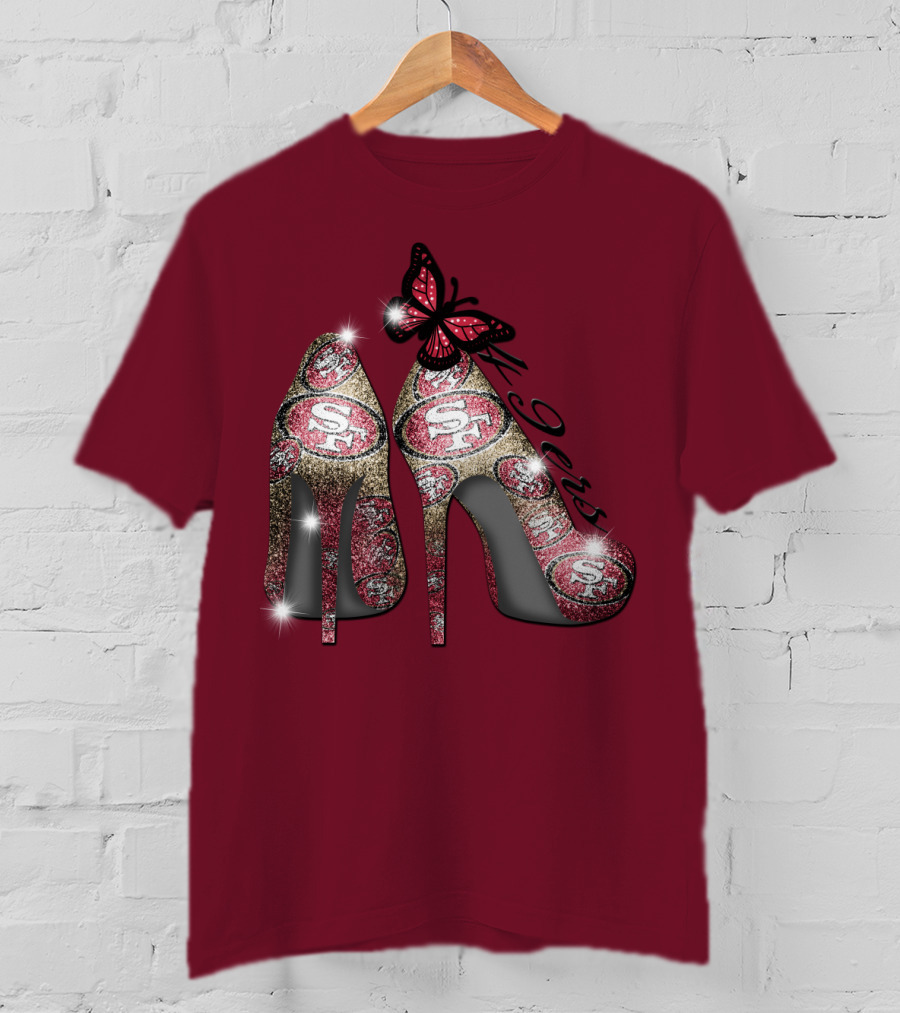 San Francisco 49ers High Heels Butterfly Sparkle T-Shirt