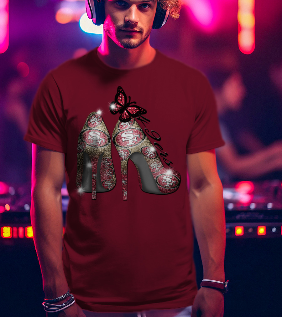 San Francisco 49ers High Heels Butterfly Sparkle T-Shirt