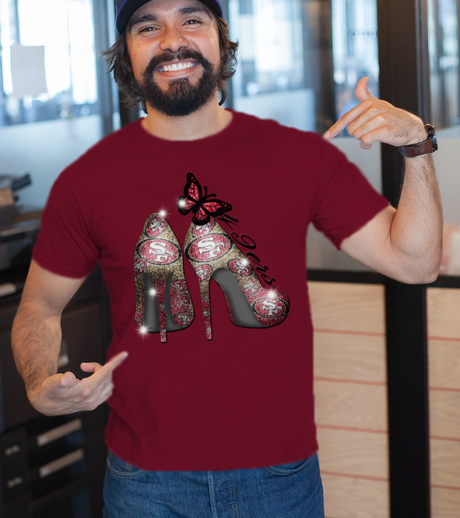 San Francisco 49ers High Heels Butterfly Sparkle T-Shirt