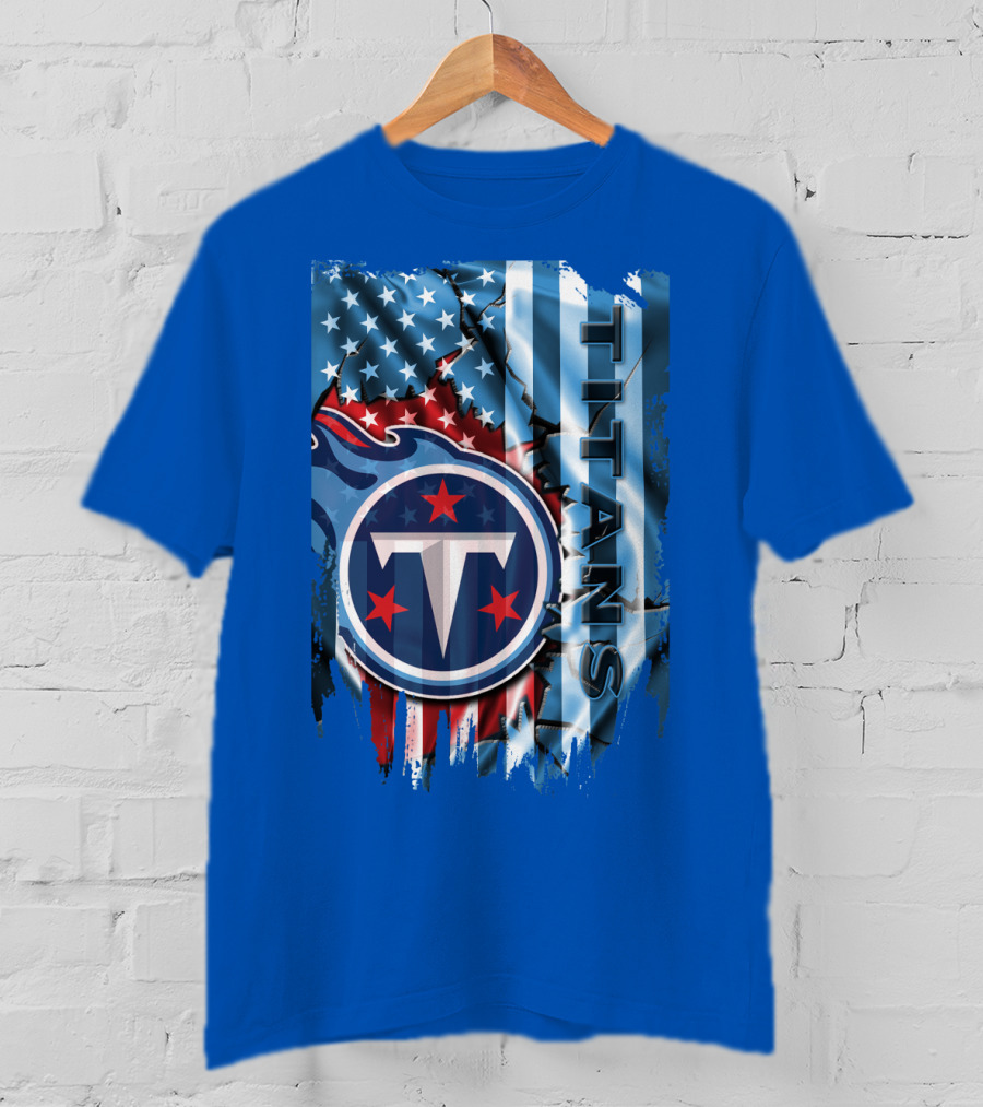 Tennessee Titans American Flag Background Stars And Stripes T-Shirt
