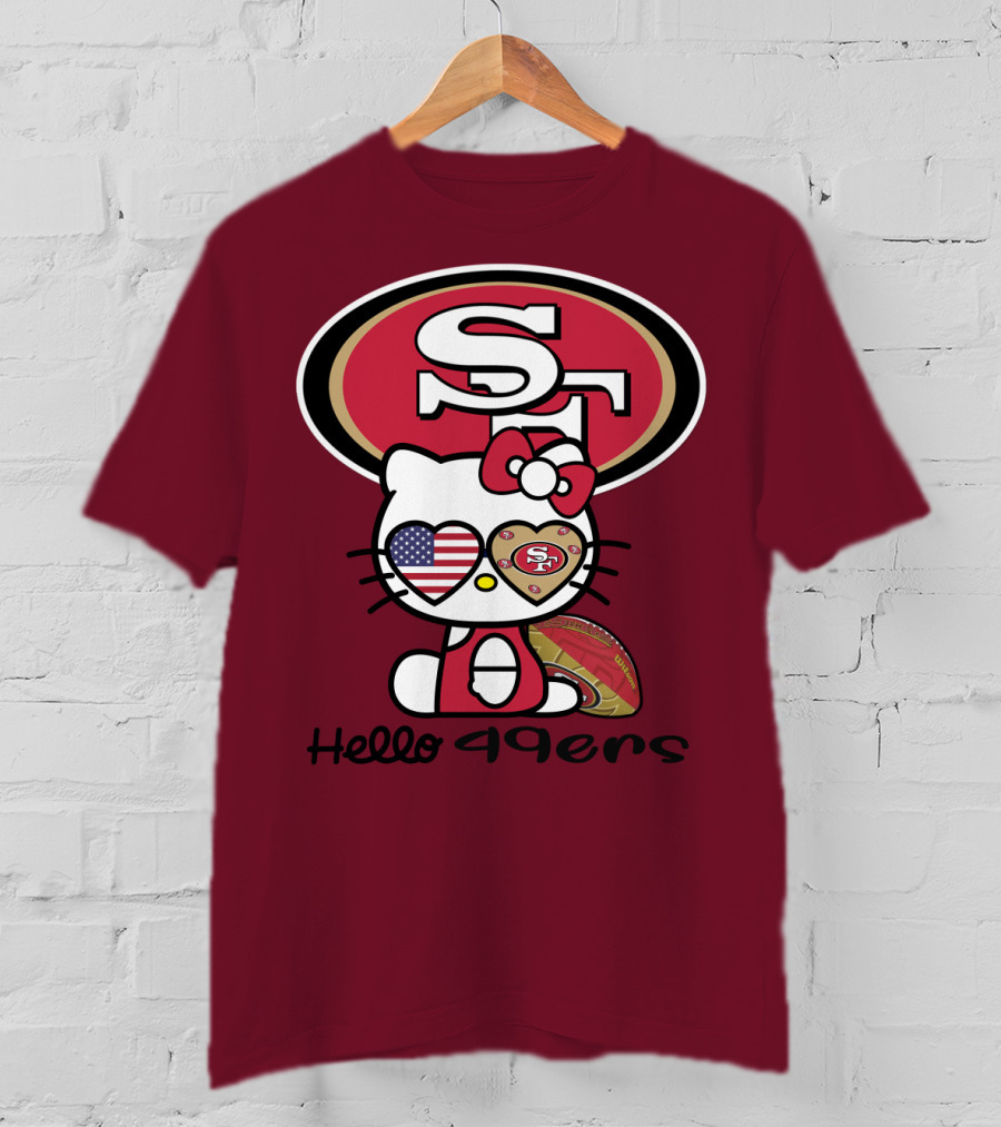 Hello 49ers San Francisco 49ers Football Fan Heart Kitty T-Shirt