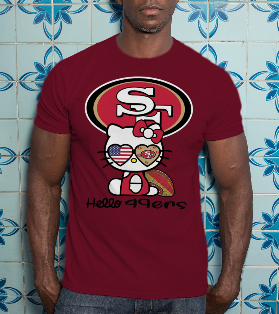Hello 49ers San Francisco 49ers Football Fan Heart Kitty T-Shirt