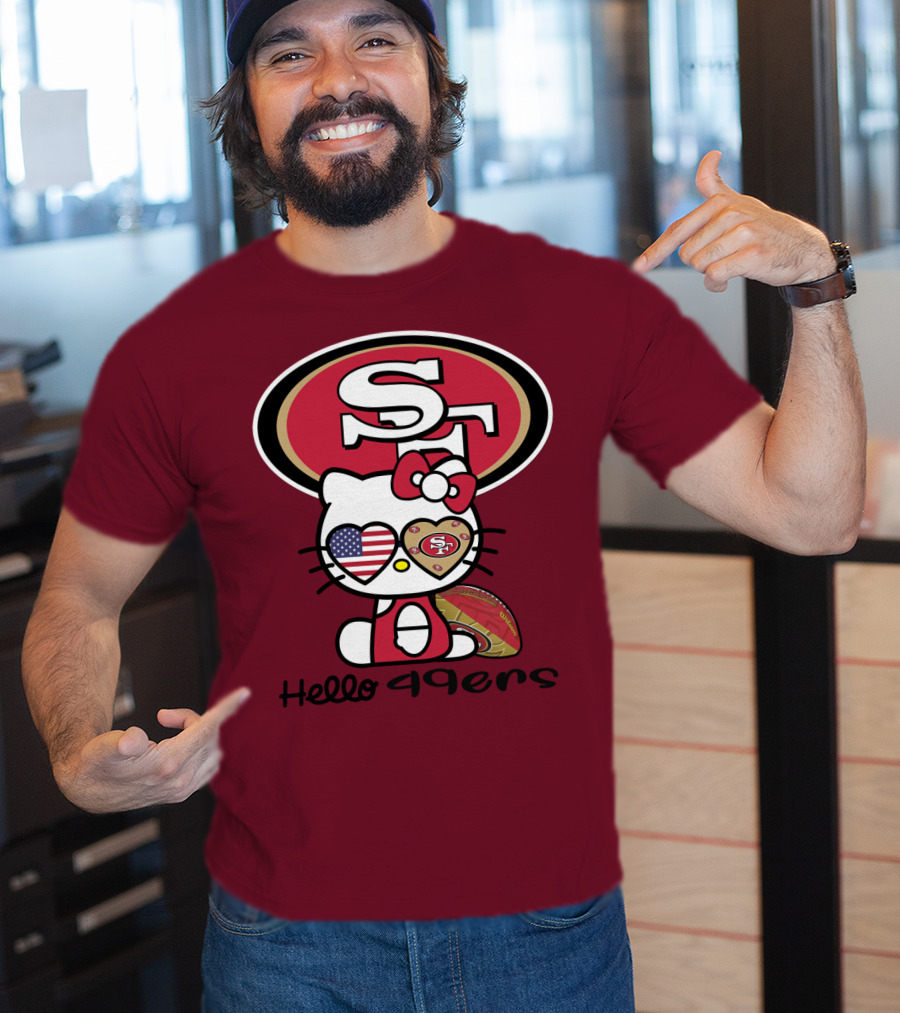 Hello 49ers San Francisco 49ers Football Fan Heart Kitty T-Shirt