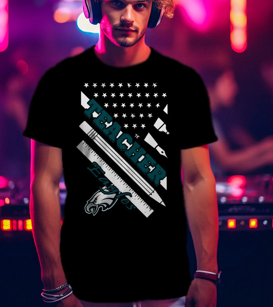Philadelphia Eagles Teacher Usa Flag T-Shirt