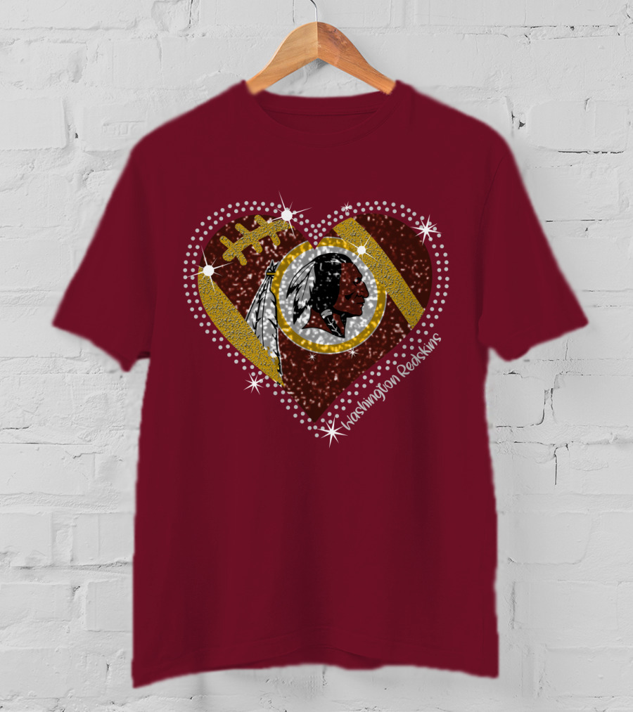 Washington Redskins Heart Football T-Shirt