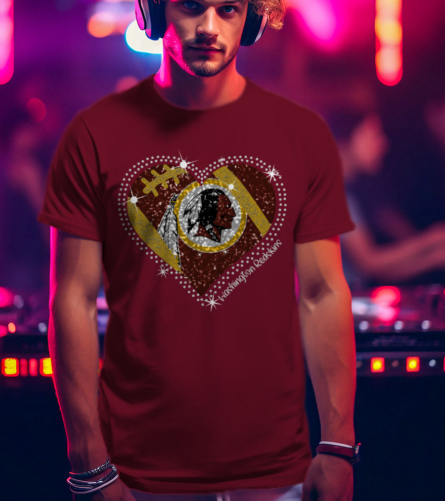 Washington Redskins Heart Football T-Shirt