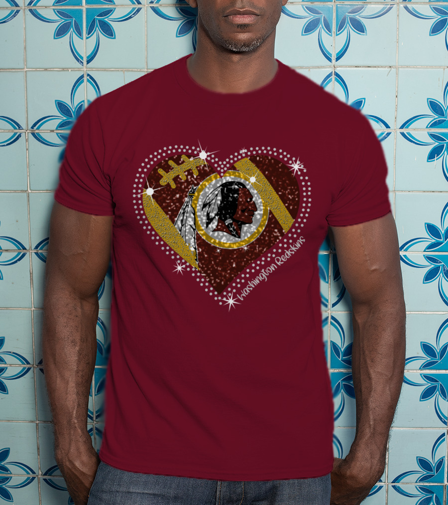 Washington Redskins Heart Football T-Shirt