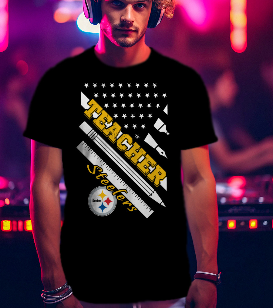 Pittsburgh Steelers Teacher Stars And Supplies T-Shirt