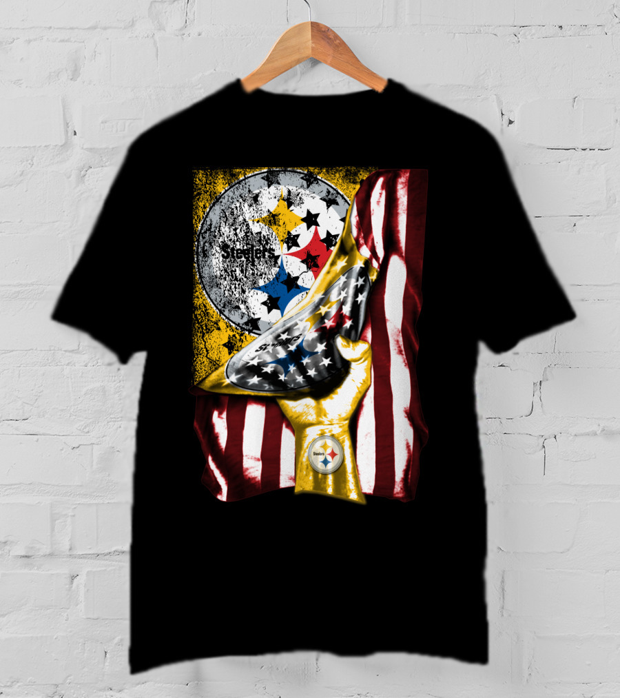 Pittsburgh Steelers American Flag Trophy T-Shirt