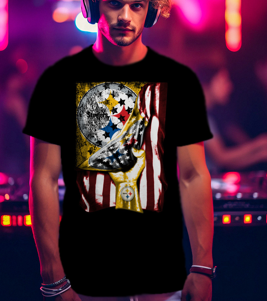 Pittsburgh Steelers American Flag Trophy T-Shirt