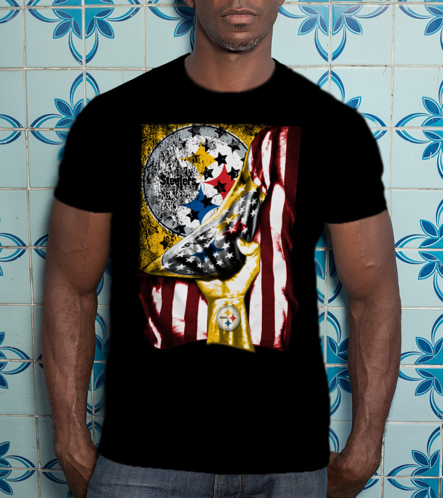 Pittsburgh Steelers American Flag Trophy T-Shirt