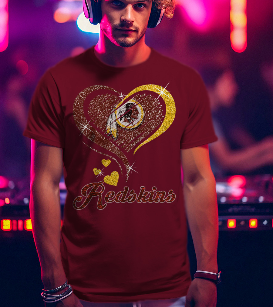 Redskins Heart Gold Football Team T-Shirt