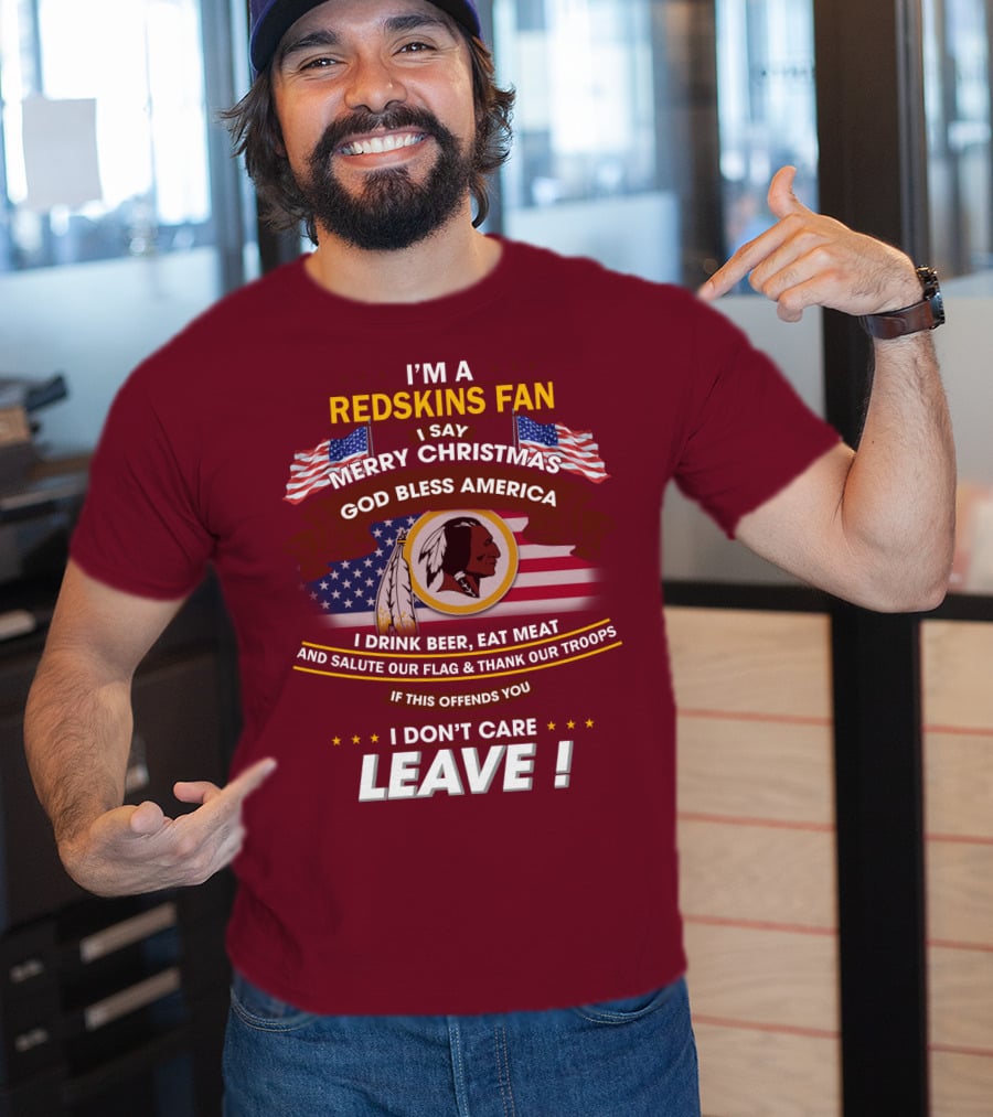 I'm A Redskins Fan Merry Christmas God Bless America T-Shirt