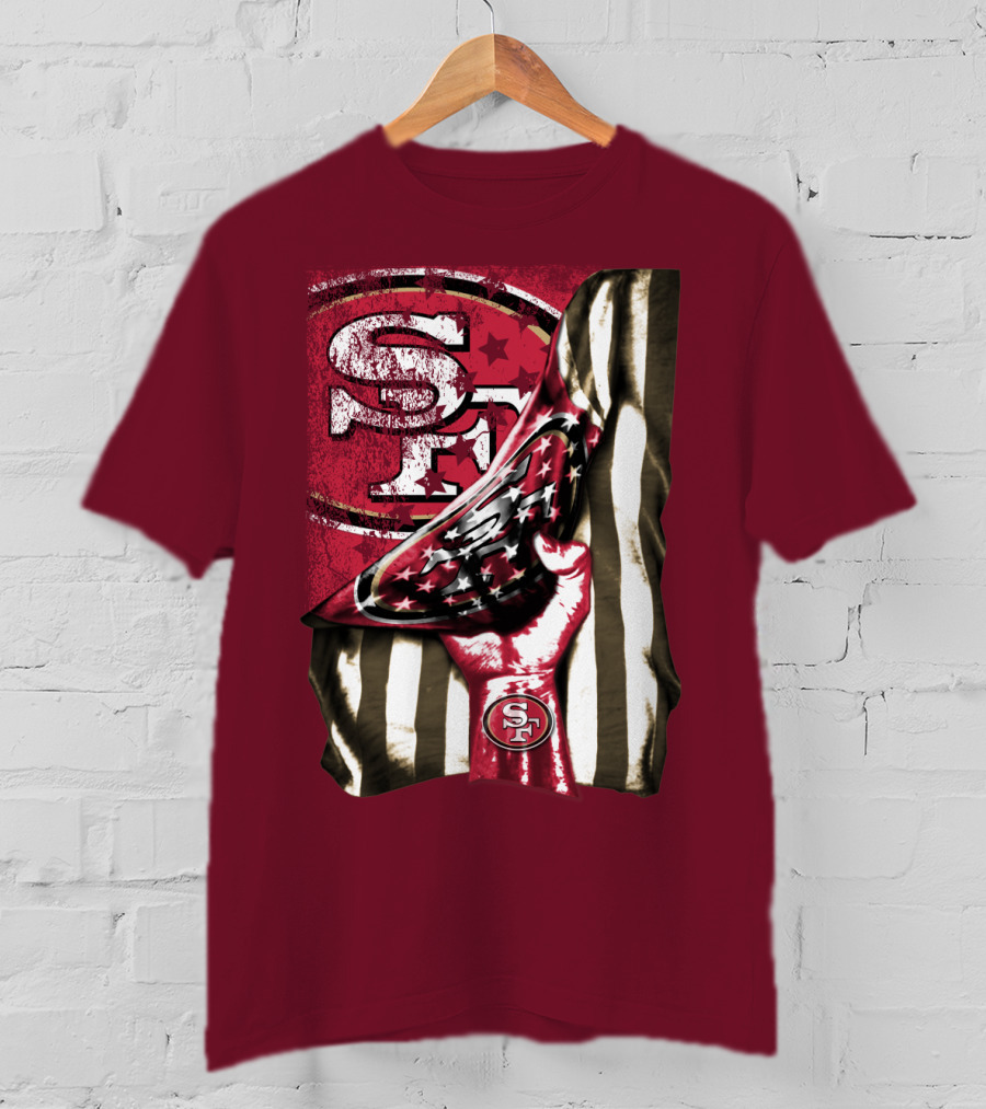 San Francisco 49ers Sf Hand Flag Stars Stripes T-Shirt